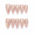 Nude Glitter Press-On Nails – Soft Pink Sparkle Almond Nails